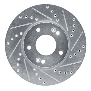 Kia Rondo Brake Rotor (1) - Front Right - R1 Concepts - Drilled & Slotted - Silver - `07-`10